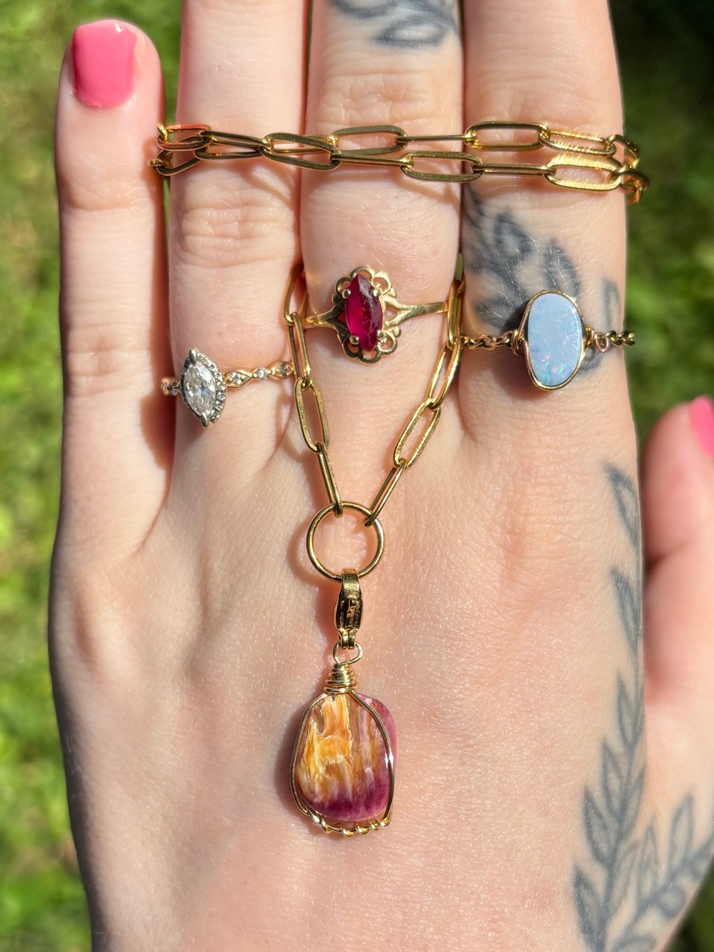 Spiney oyster charm necklace